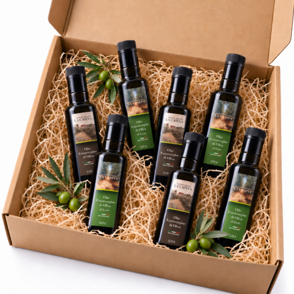 Box Degustazione - Olio extravergine d'oliva - 12 Bottiglie da 250 ml (Deciso + Delicato)